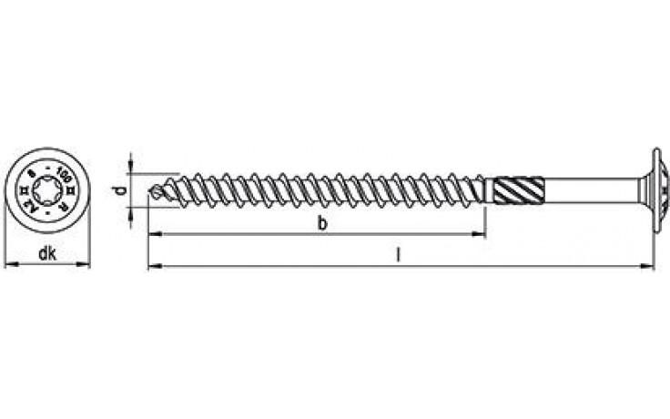Holzbauschraube - Tellerkopf Ø20 - Teilgewinde - A2 - 8 X 160/80 - TX40 - ETA 11/0106