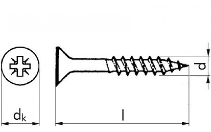 RECA Spanplattenschraube - Senkkopf - Teilgewinde - verzinkt blau - 3,5 X 45 - PZ