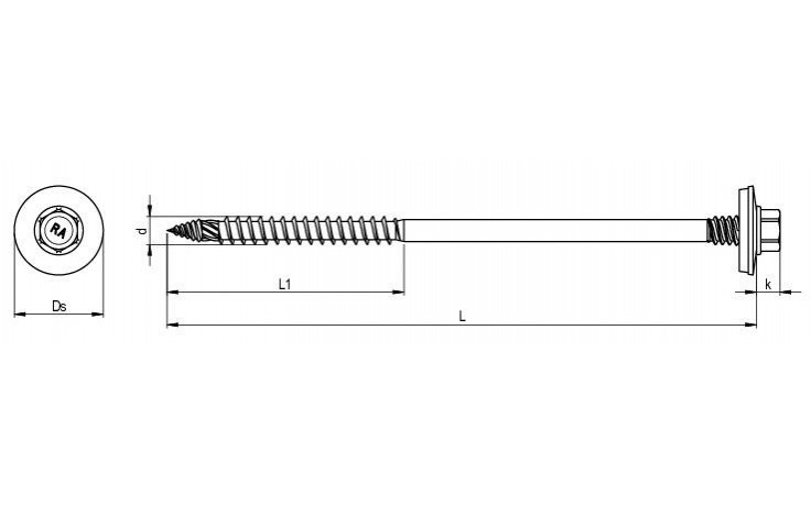 Sandwich Bohrschraube - Ø19 EPDM-Dichtscheibe - Bimetall/Ruspert® - 6,0 X 235 - SW8