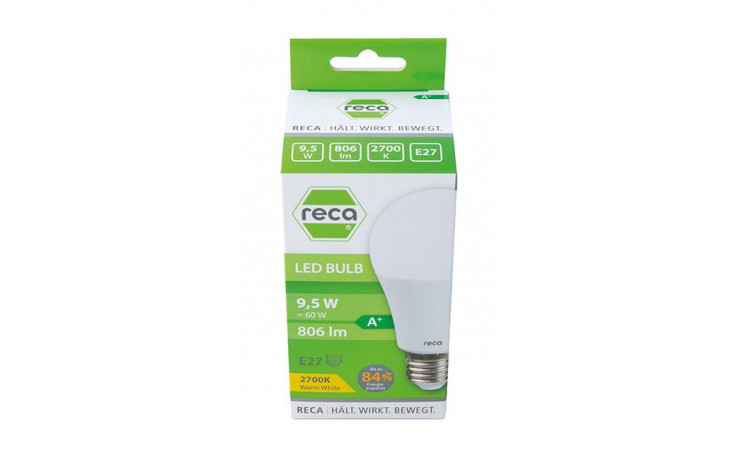 RECA LED BULB 9,5W E27 WARMWEIß 806LM