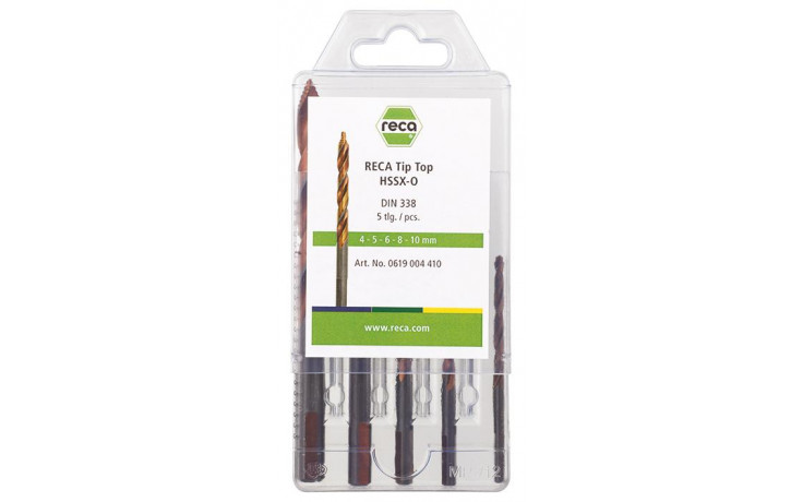 RECA TIP TOP Spiralbohrer Starter HSSX-O Set 5-teilig 4 - 10 mm