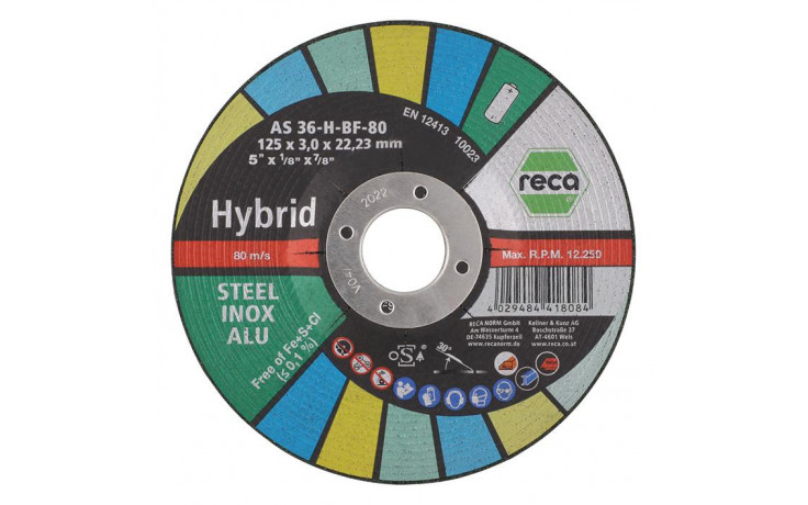 RECA Hybrid Schruppscheibe gekröpft Durchmesser 125 mm Stärke 3 mm Bohrung 22,23 mm