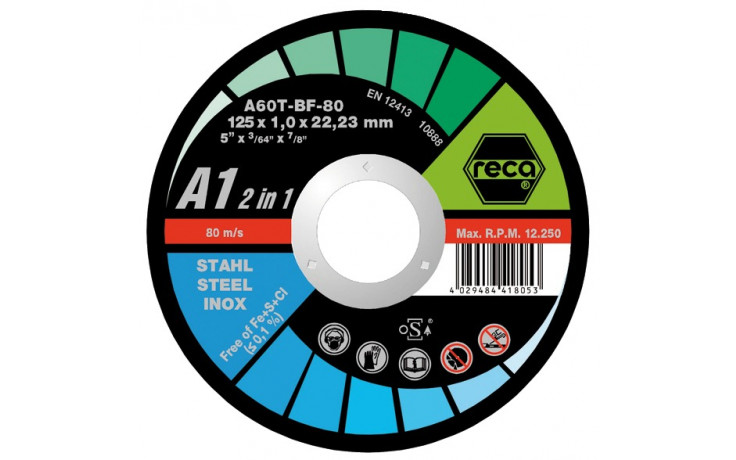 RECA Trennscheibe A1 2in1 gekröpft Durchmesser 230 mm Stärke 1,8 mm Bohrung 22,23 mm