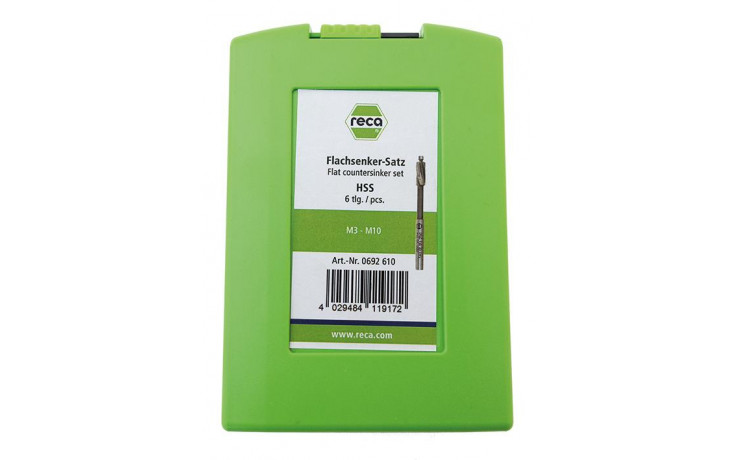 RECA Flachsenker-Satz HSS 6teilig M3-M10 in Kunststoffkassette