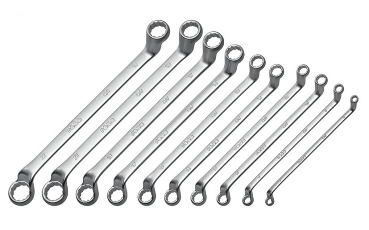 RECA Doppelringschlüssel-Satz gekröpft nach DIN 838 10-teilig (SW 6-22 mm)