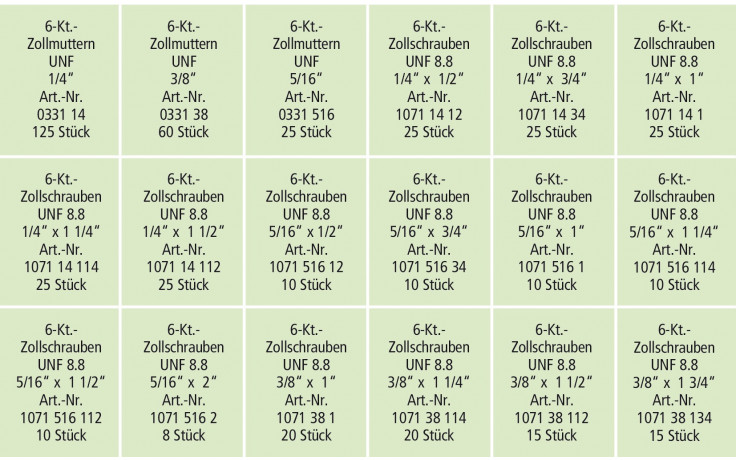RECA Sortiment - UNF Schrauben & Muttern - Grade 5 - blank - 463-teilig