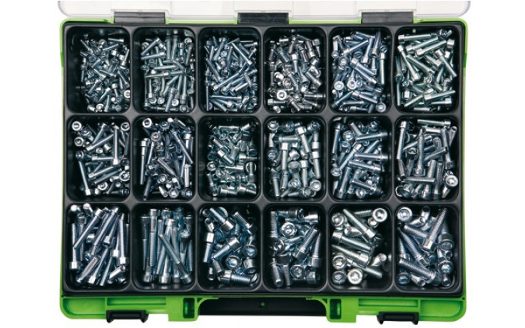 RECA Sortiment - ISO 4762 - 8.8 - verzinkt blau - M4-M8 - 910-teilig