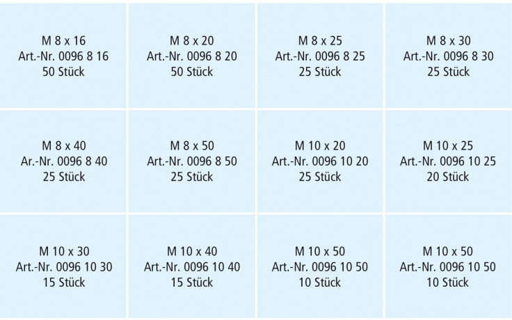 RECA Sortiment - DIN 933 - A2-70 - M8-M10 - 295-teilig