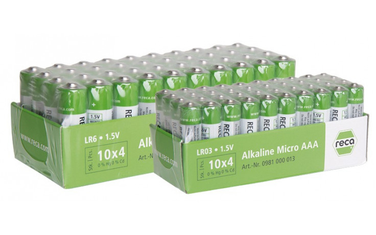 RECA Batterie Alkaline Typ AAA weiß grün 40 Stück