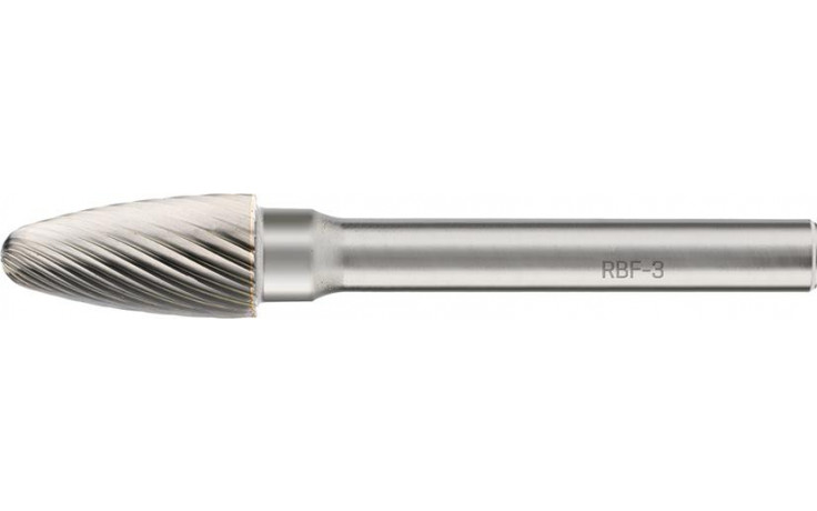 RECA Hartmetall-Frässtifte Rundbogenform ohne Spanbrecher Durchmesser x Länge 6 x 18 mm mit 6 mm Schaft