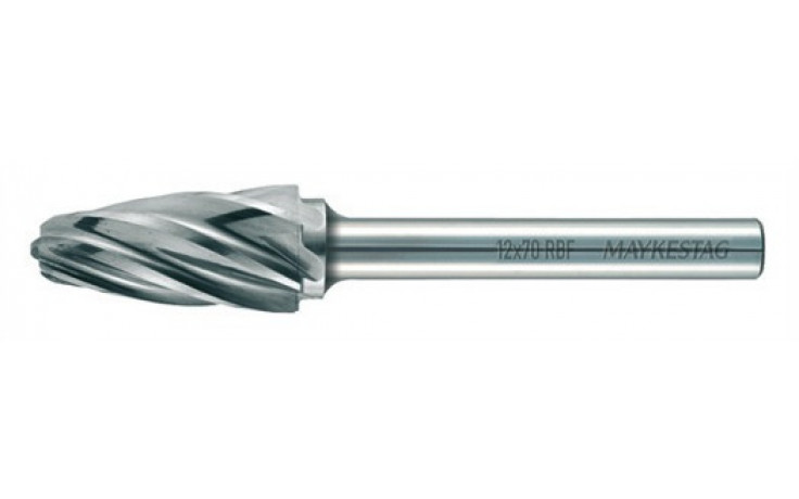 RECA Hartmetall-Frässtifte Rundbogenform, aluminium, Durchmesser x Länge 12 x 25 mm mit 6 mm Schaft