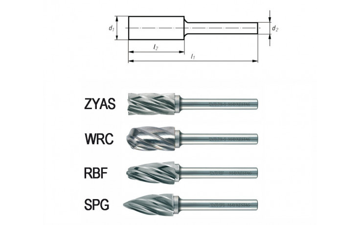 RECA Hartmetall-Frässtifte Spitzbogenform, aluminium, Durchmesser x Länge 12 x 25 mm mit 6 mm Schaft