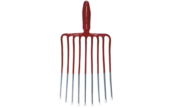 Schottergabel, mit 9 Zinken, mit Stiel, (K905POR)