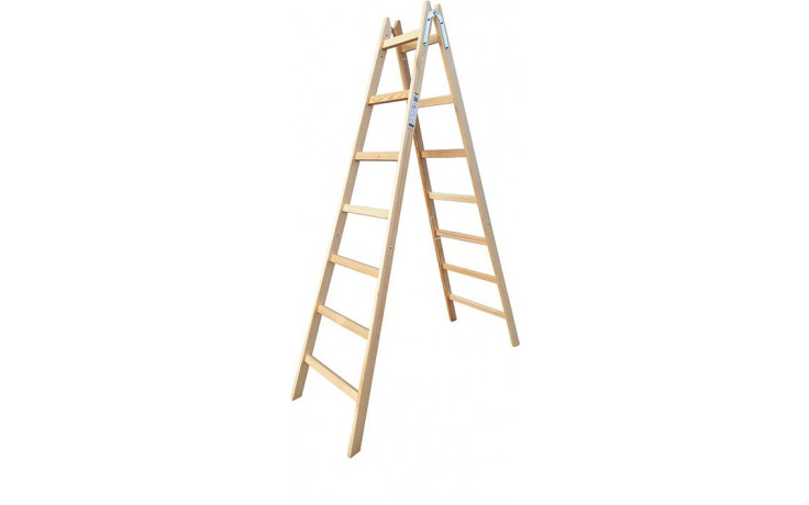 Doppelleiter Holz 7 Sprossen