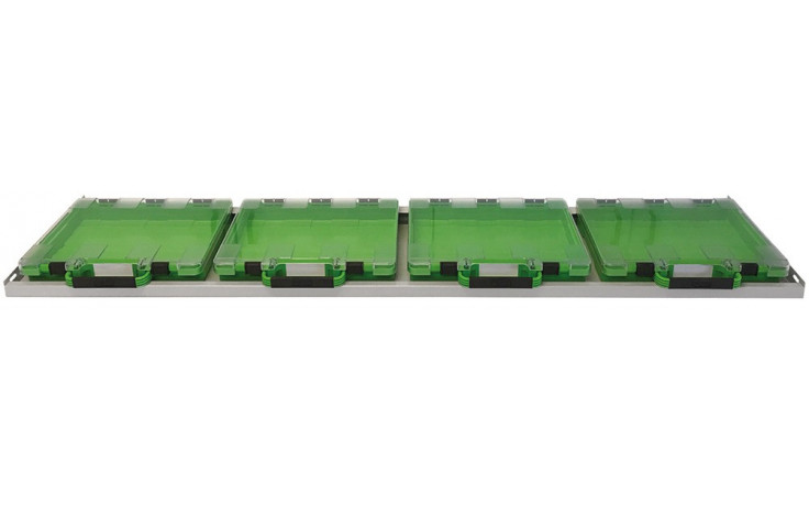 RECA MAXMOBIL Kofferwanne 1375 mm, RAL 9006 Struktur, zur Aufnahme von 4x VISO-Koffer KW.137