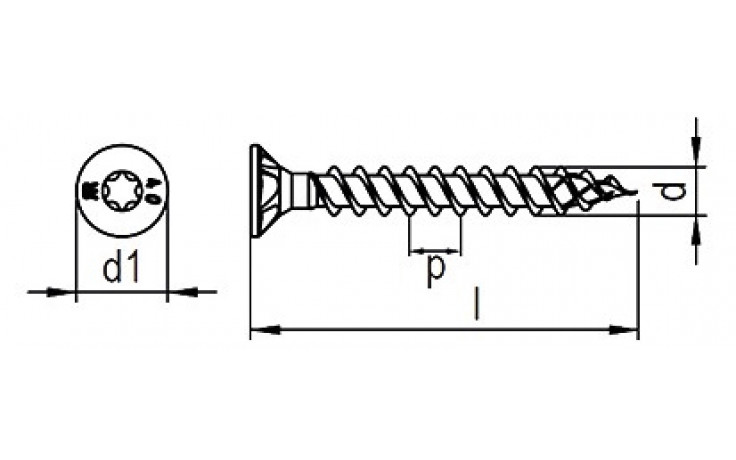 DNS® Spanplattenschraube - Senkkopf - Vollgewinde - verzinkt blau - 4 X 25 - TX20 - ETA 11/0106