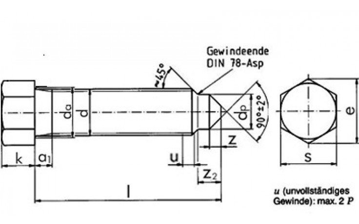 Sechskantschraube DIN 564 - 22H - blank - M10 X 30