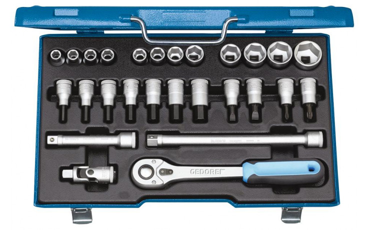 GEDORE 6-Kant-Steckschlüssel-Satz Antrieb 1/2" 19IMU-10/ 27-teilig SW 10-30