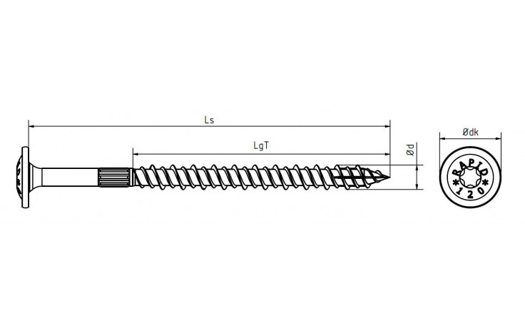 Holzbauschraube RAPID® - Tellerkopf Ø20 - YellWin500 - 8 X 100/60 - TX40 - ETA 12/0373