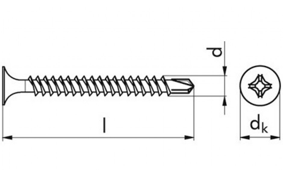 Gipsplattenschraube Bohrspitze TSD - EN 14566 - phosphatiert, Klasse 48 - 3,5 X 25 - CE