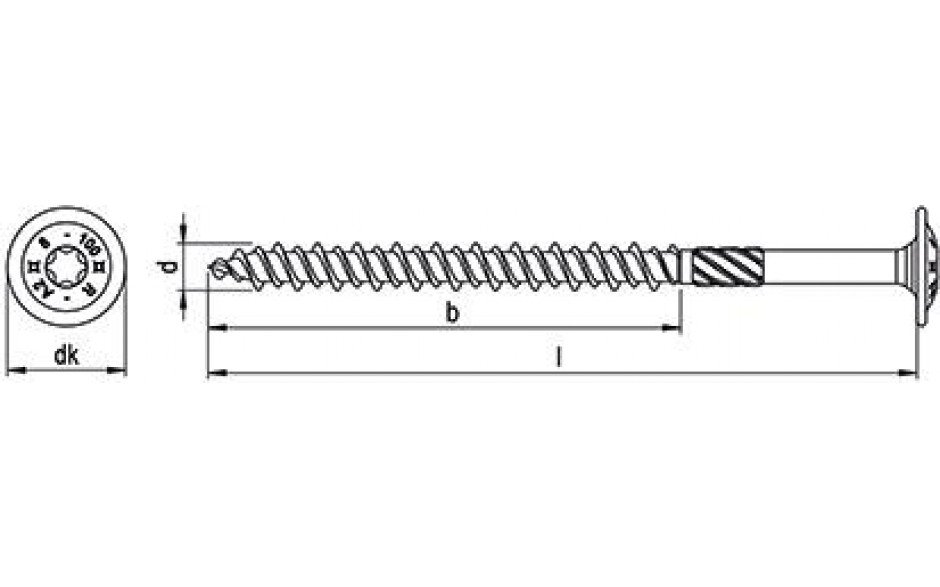 Holzbauschraube - Tellerkopf Ø20 - Teilgewinde - A2 - 8 X 160/80 - TX40 - ETA 11/0106