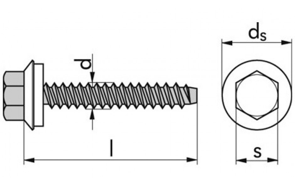 Fassadenbauschraube Form BZ mit EPDM Dichtscheibe Ø16 - A2 - 6,3 X 45