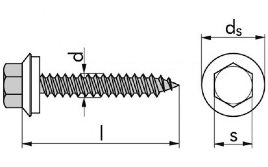 Fassadenbauschraube Form A mit EPDM Dichtscheibe Ø16 - A2 - 6,5 X 100