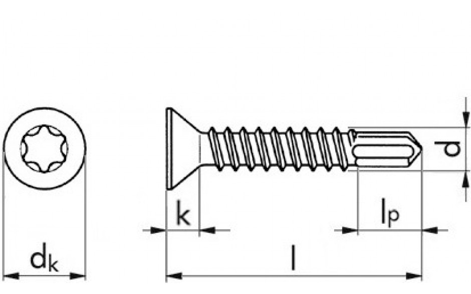 Bohrschraube Senkkopf ~ DIN 7504P - A2 - 3,5 X 19 - TX10
