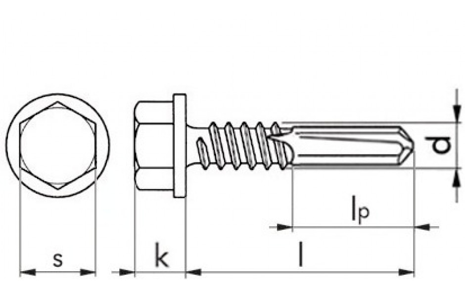 Bohrschraube Sechskantkopf DIN 7504K - A2 - 4,2 X 13