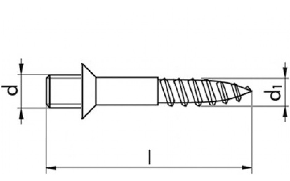 Ansatzschraube mit Holzgewinde 6mm - Stahl - verzinkt blau - M8 X 80