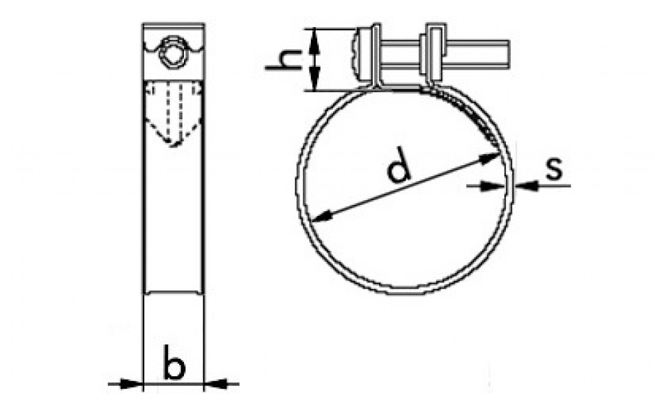 Schlauchschelle mit Spannbacken DIN 3017-2 - Form B1 - W1 - Bandbreite 9 - Durchmesser 20