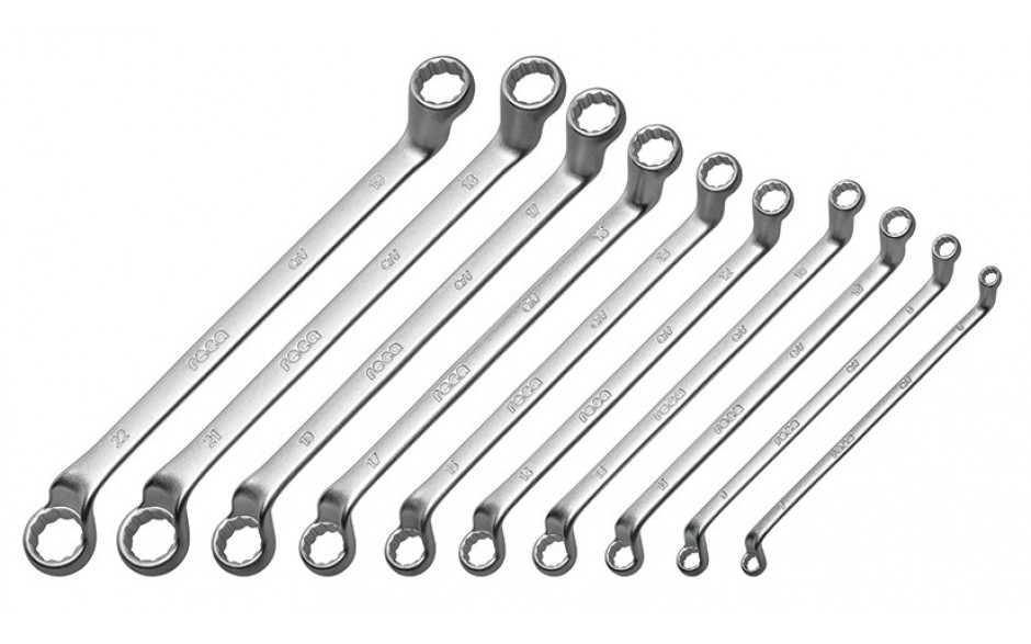 RECA Doppelringschlüssel-Satz gekröpft nach DIN 838 10-teilig (SW 6-22 mm)
