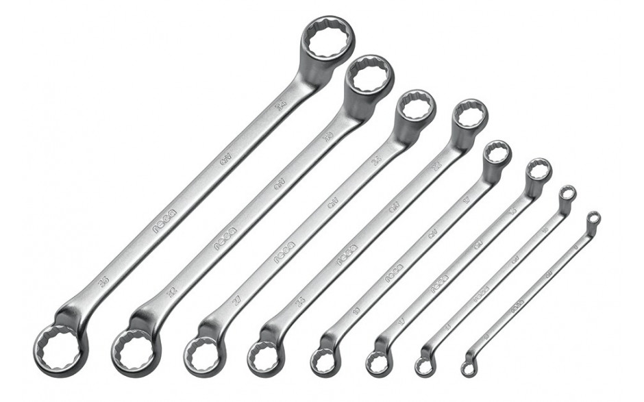RECA Doppelringschlüssel-Satz gekröpft nach DIN 838 8-teilig (SW 8-36 mm)