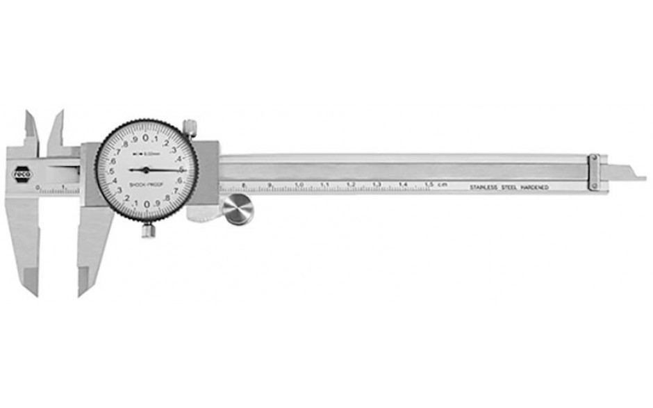 Präzisions-Uhrenschiebelehre, Messbereich 200 x 50 mm, Ablesung 0,02 mm