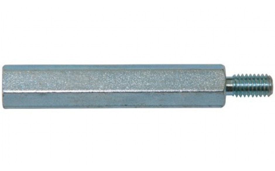 Abstandsbolzen mit Innen- und Außengewinde - Stahl - verzinkt blau - Schlüsselweite 5,5 - M3 X 8-5-6 - mit Gewindefreistich