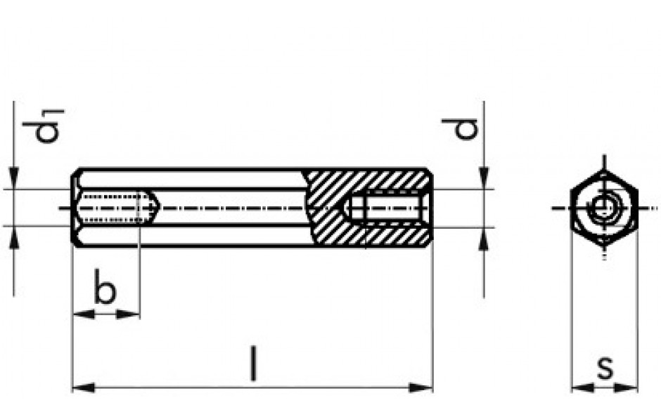 Abstandsbolzen mit beidseitigem Innengewinde - Stahl - verzinkt blau - Schlüsselweite 8 - M5 X 20-20