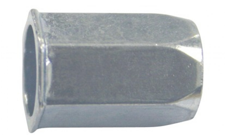 Blindnietmutter - Vollsechskantschaft - kleiner Senkkopf - Stahl - verzinkt blau - 10 X 22 - Klemmbereich 0,5 - 4,0