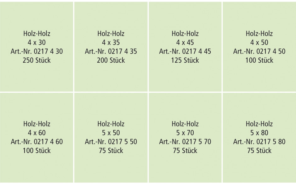 RECA Sortiment - sebS - Holz/Holz - verzinkt gelb - TX - 1000-teilig