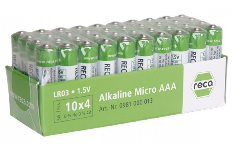 RECA Batterie Alkaline Typ AAA weiß grün 40 Stück