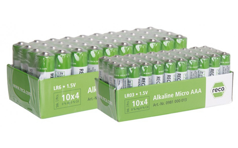 RECA Batterie Alkaline Typ AAA weiß grün 40 Stück