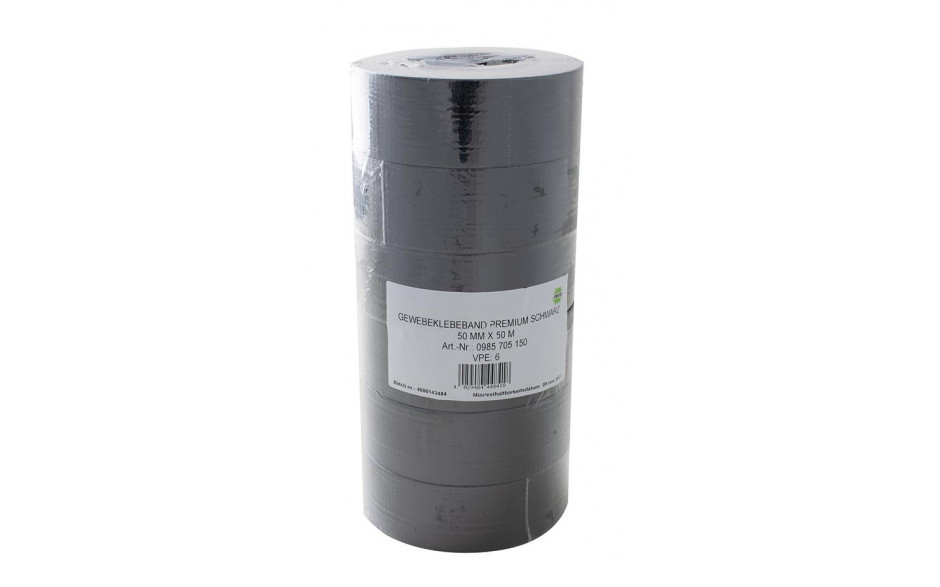 Gewebeklebeband Schwarz 50mm x 50m x 225µm