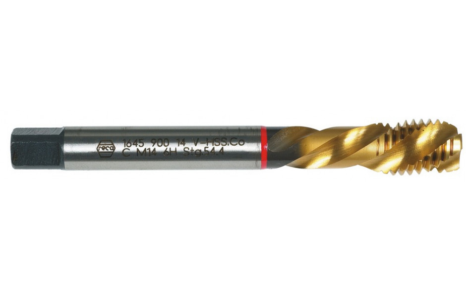 RECA Maschinengewindebohrer DIN 376C HSSE-TIN spiralgenutet 40° für Sackloch M12