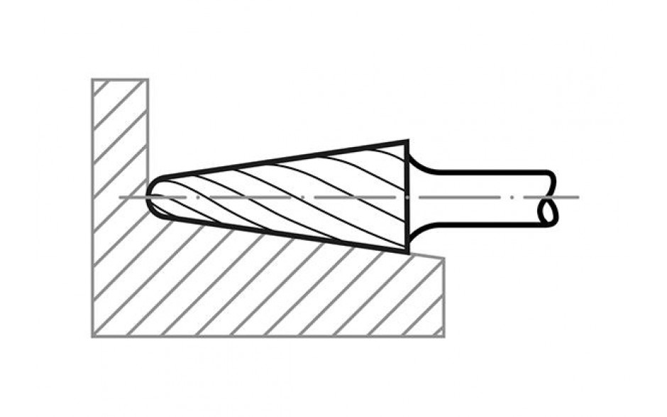 HSS-Fräser L Rundkegelform 16x30 mm Schaft 6 mm Verzahnung 3