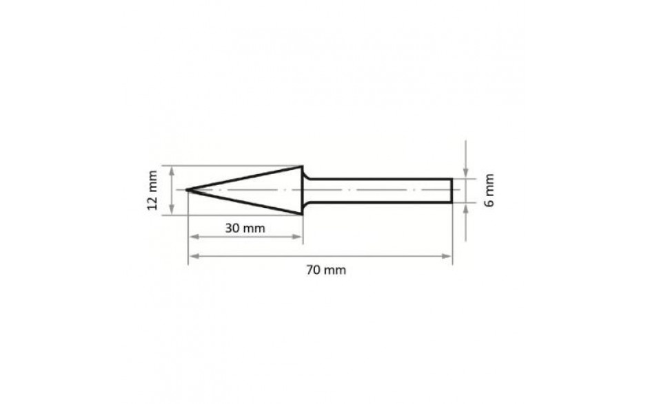 HSS-Fräser M Spitzkegelform 12x30 mm Schaft 6 mm | Verzahnung 3
