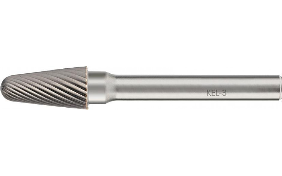 RECA Hartmetall-Frässtifte Rundkegelform, ohne Spanbrecher Durchmesser x Länge 12 x 25 mm mit 6 mm Schaft