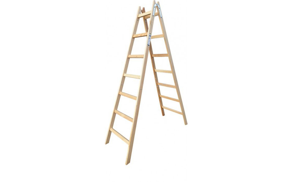 Doppelleiter Holz 7 Sprossen