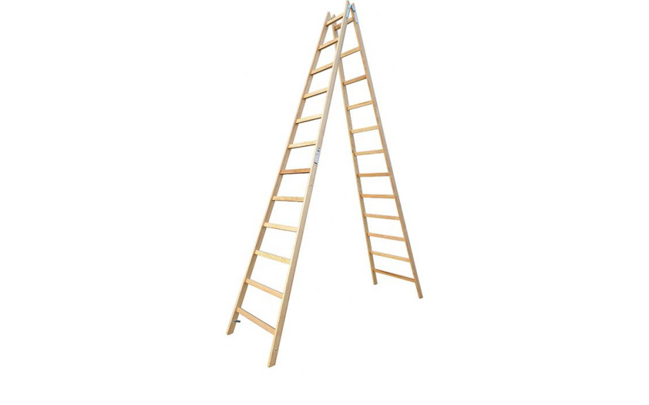 Doppelleiter Holz 12 Sprossen