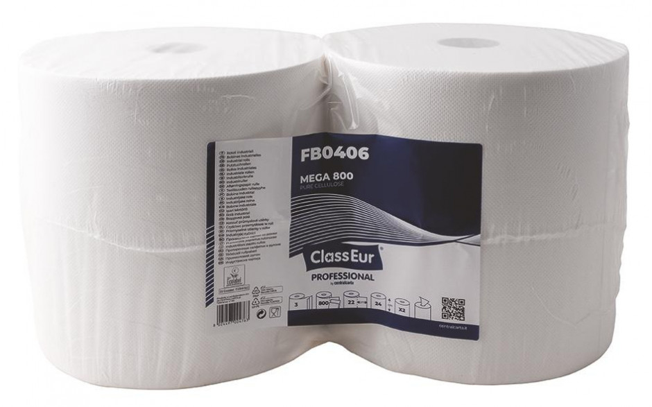 Putzpapier 3-lagig weiß 24X22cm (1 Pak = 2 Rollen)