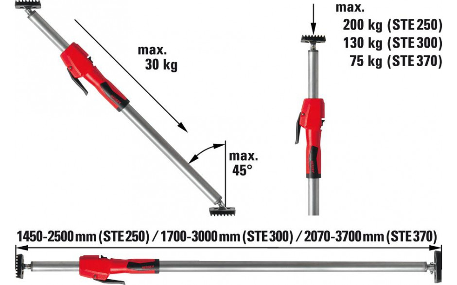 Decken- und Montagestütze STE 250 1450 - 2500 mm