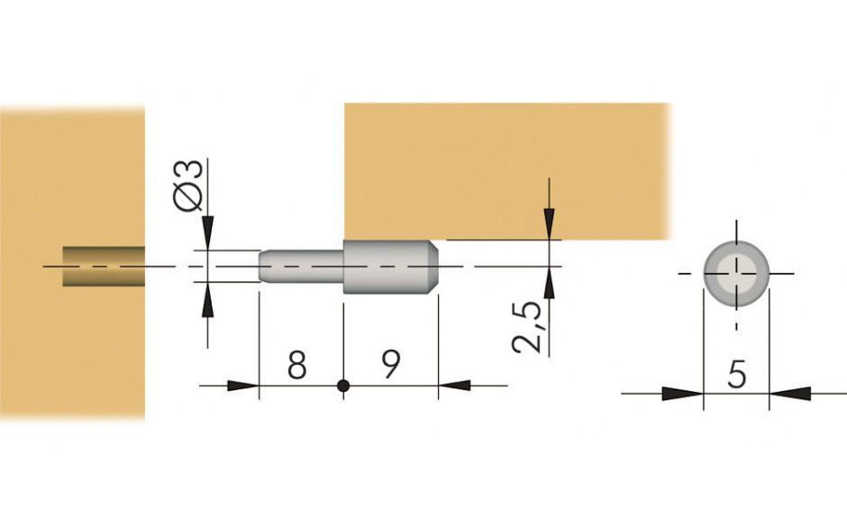 Bodenträgerstift - Stahl - vernickelt - Ø3 X 16,5 - Paket 100 Stk